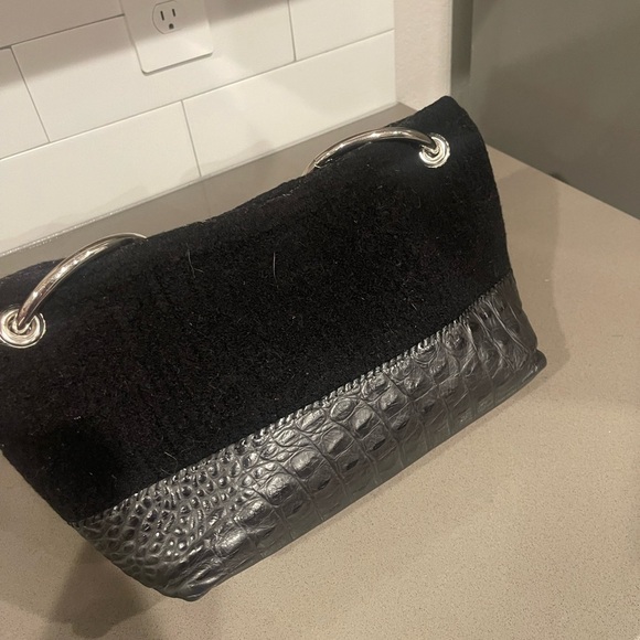 Sarah Oliver wool croc embossed leather bag - Picture 3 of 9